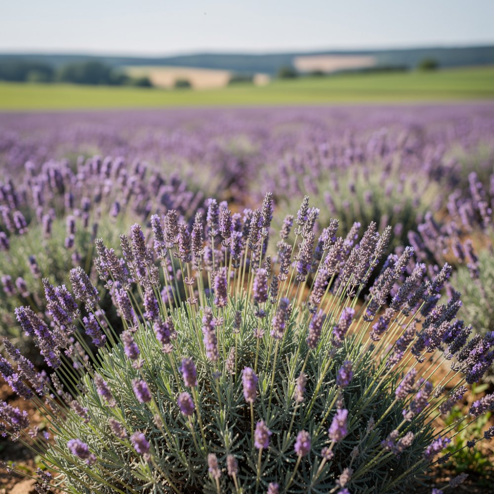 Lavanda con spighe viola su un'aiuola soleggiata Lavanda con spighe viola su un'aiuola soleggiata