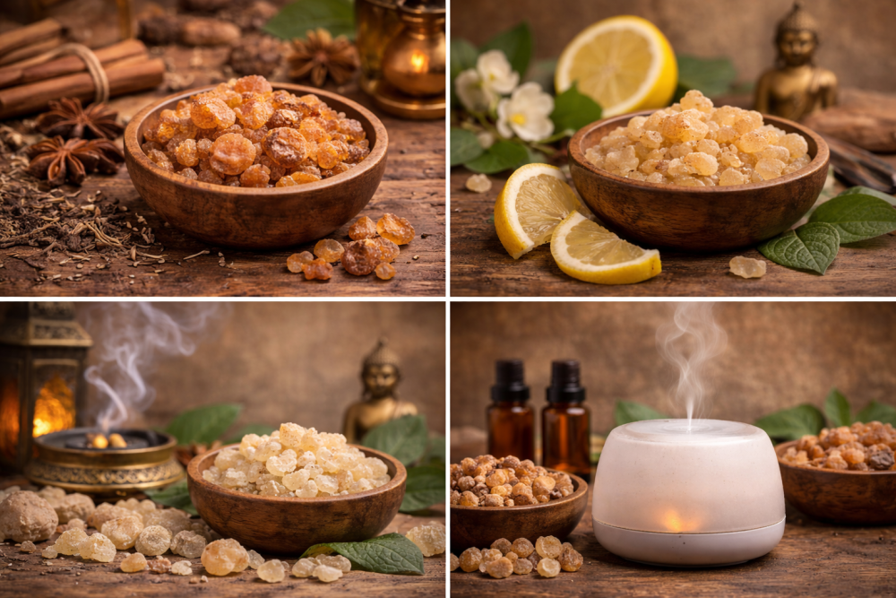 Angolo di meditazione con diffusore e oli di incenso per confrontare i diversi tipi di incenso nell'aromaterapia domestica