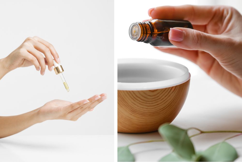 Uso tradizionale dell'incenso - olio di incenso con oggetti rituali e candele