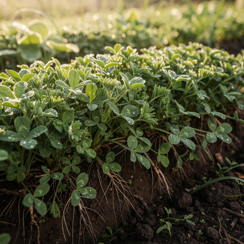 Fertilizzante verde – campo con leguminose come il trifoglio e la veccia Fertilizzante verde – campo con leguminose come il trifoglio e la veccia