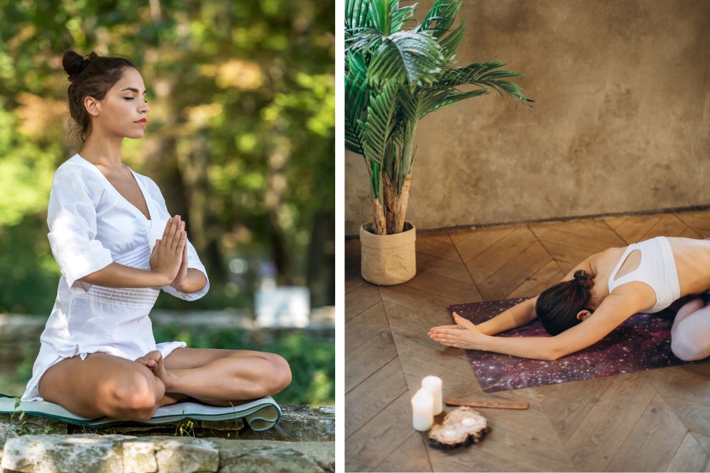 Scena di relax con olio di incenso - diffusore, candele e spazio per la meditazione
