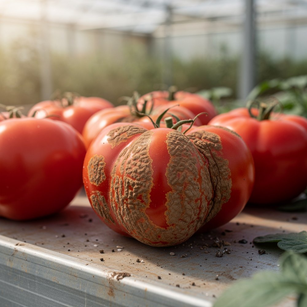 Pomodori danneggiati dal virus ToBRFV Pomodori danneggiati dal virus ToBRFV