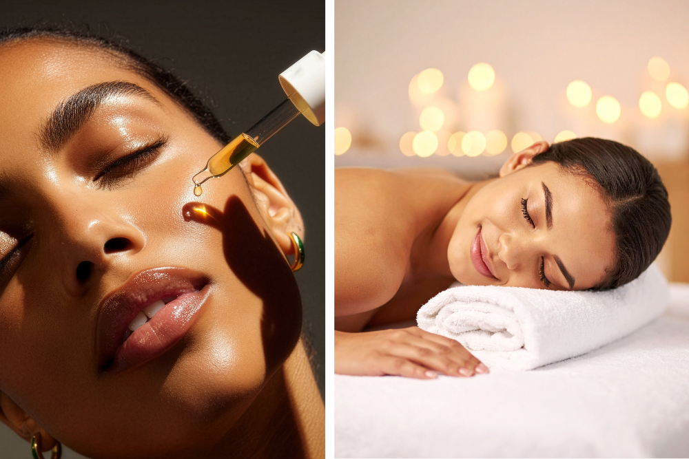 Relax durante un massaggio con olio naturale – delicata cura del corpo in un armonioso ambiente wellness.