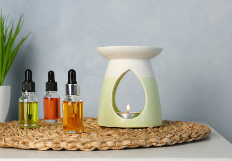 Lampada per aromi in ceramica – ciotola all'altezza giusta sopra la fiammella per un rilascio graduale del profumo